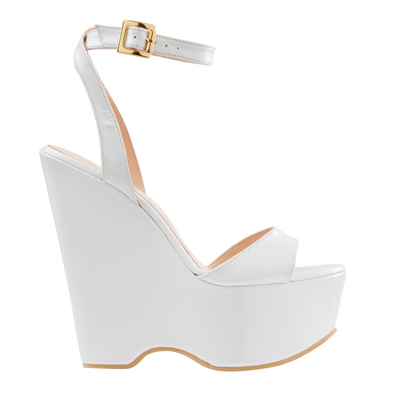 White high heel wedge Vlassi Holeva